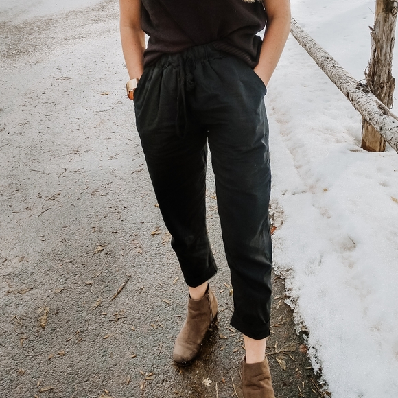 New Drawstring Trousers Linen Paper Joggers Pants - Picture 1 of 4